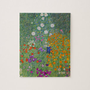 Bauerngarten, Oil Painting, Gustav Klimt Jigsaw Puzzle