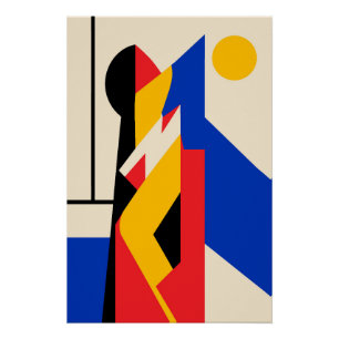 Bauhaus Abstract Geometric Composition Poster