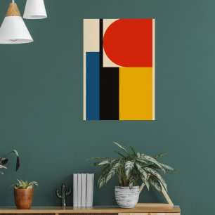 Bauhaus Abstract Poster Red Blue Yellow Bold
