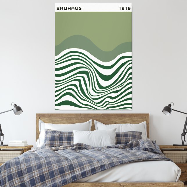 Bauhaus Abstract Wave Wall Art, home decor, Canvas Print (Insitu(Bedroom))