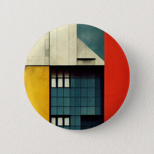 Bauhaus architecture illustrated 6 cm round badge