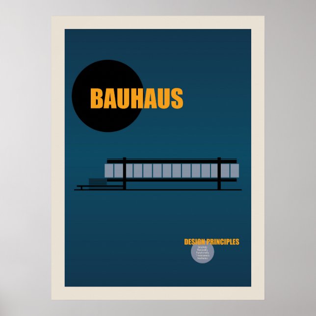 Bauhaus Architecture Retro Design |  Blue Poster (Front)