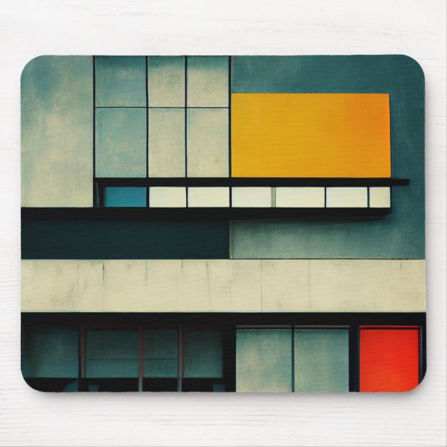Bauhaus architecture style illustrated mouse mat (Front)