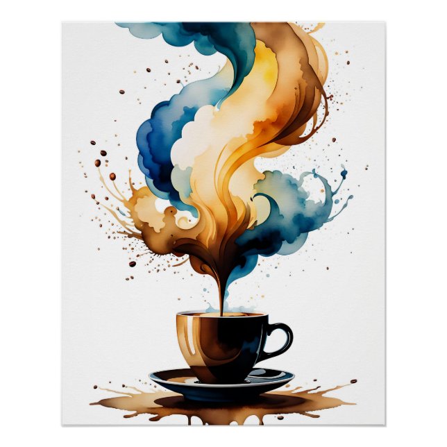 Bauhaus art morning coffee (blue and brown) poster (Front)