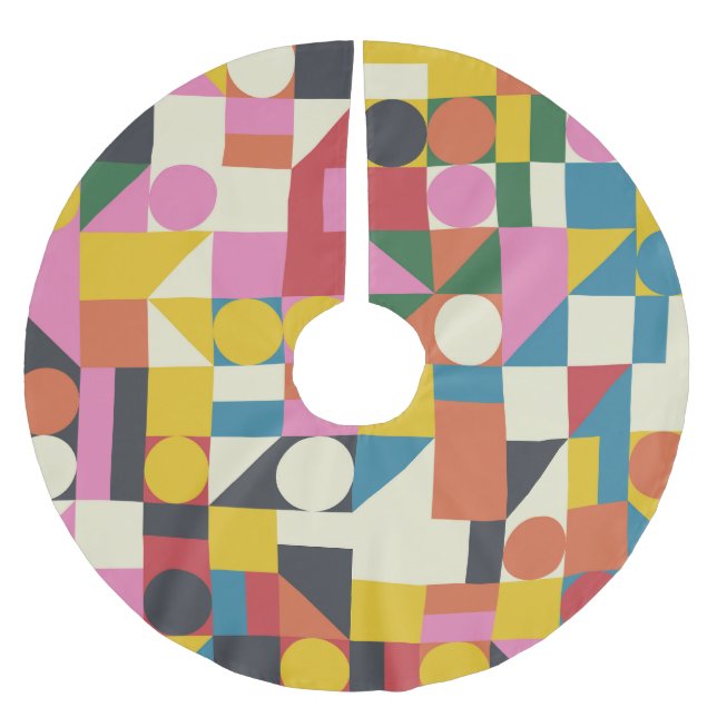Bauhaus artwork: abstract geometric composition brushed polyester tree skirt (Front)
