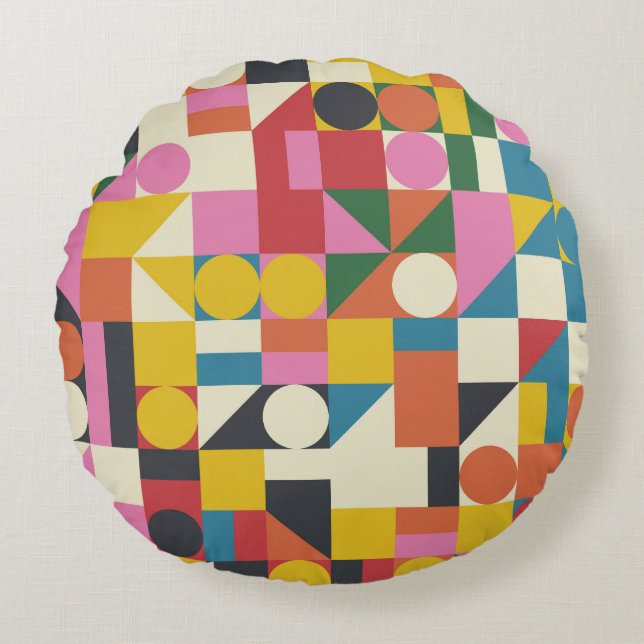 Bauhaus artwork: abstract geometric composition round cushion (Front)
