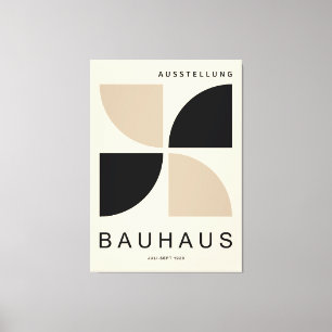 Bauhaus Beige Black Geometric Quarter Circle Canvas Print