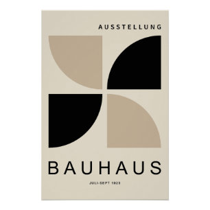 Bauhaus Beige Black Geometric Quarter Circle Poster