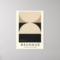 Bauhaus Beige Black Half Circle Modern Art Print