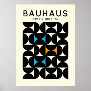Bauhaus Black Geometric Grid Art Print 1919