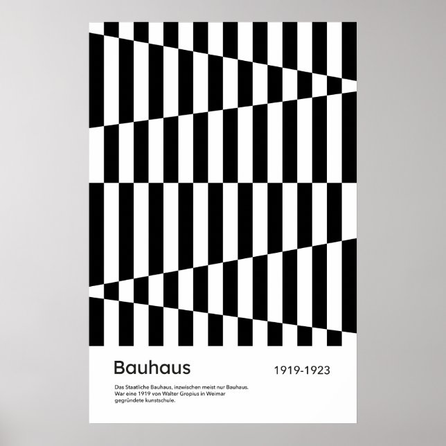 Bauhaus Black White Stripe Grid Art Print (Front)