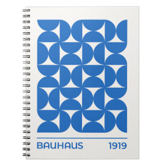 Bauhaus Blue Semi-circles pattern Notebook