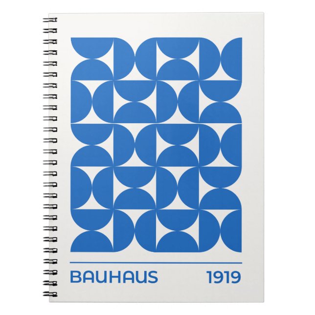 Bauhaus Blue Semi-circles pattern Notebook (Front)