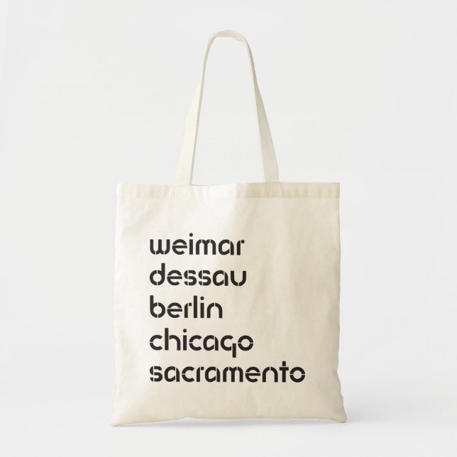 bauhaus cities + sacramento STENCIL Tote Bag (Front)