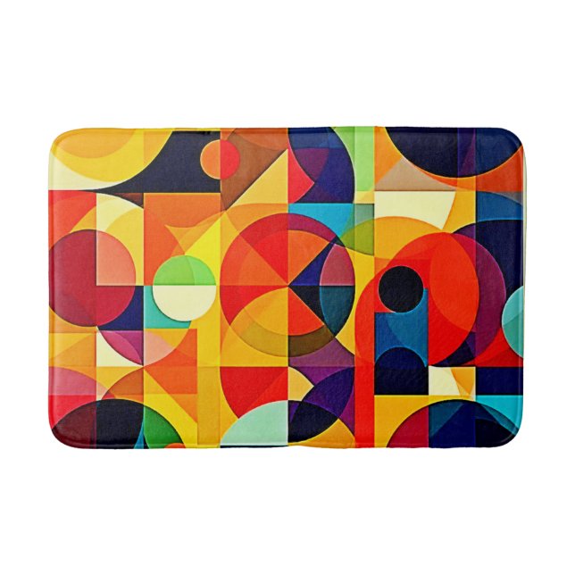 Bauhaus Colour Geometry Design Bath Mat (Front)
