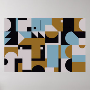 Bauhaus composition artwork made with abstract ele poster
