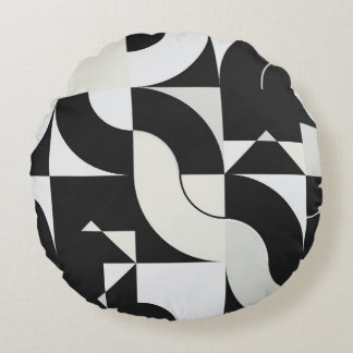 Bauhaus composition artwork made with abstract ele round cushion