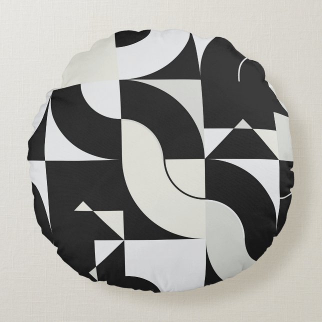 Bauhaus composition artwork made with abstract ele round cushion (Front)