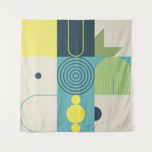 Bauhaus composition artwork made with abstract ele tapestry
