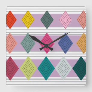 Bauhaus Diamond Quilt  Square Wall Clock