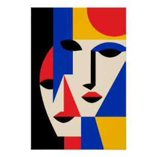 Bauhaus Double Face Portrait Geometric Art Poster