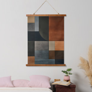 Bauhaus Earthy Geometric Pattern Wall Tapestry 
