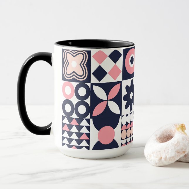 Bauhaus Floral Geometric Cup Design (With Donut)