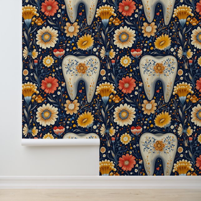 Bauhaus Flowered Tooth Dental Clinic Wall Decor (Application)