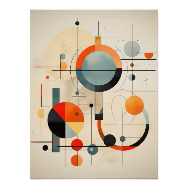 Bauhaus Geometric Abstract Composition Poster (Front)