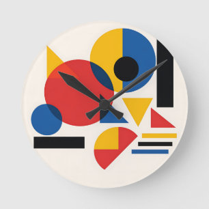 Bauhaus Geometric Abstract Composition Round Clock