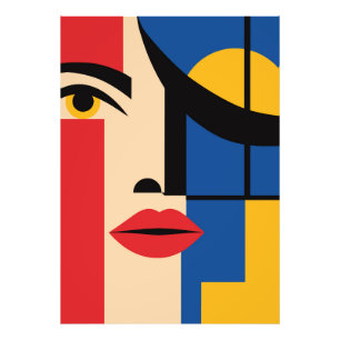 Bauhaus Geometric Abstract Woman Portrait Art Photo Print