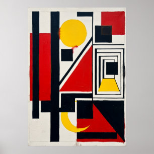 Bauhaus Geometric Art Poster Constructivist Red