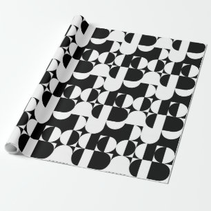 Bauhaus Geometric Black And White Wrapping Paper