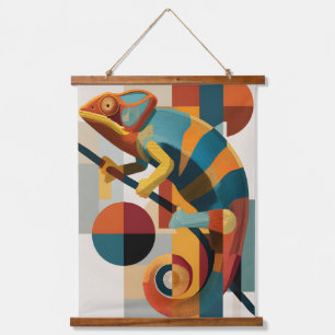 Bauhaus Geometric Chameleon Abstract Wall Tapestry
