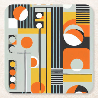 Bauhaus Geometric Design 01 Perfect For Square Paper Coaster