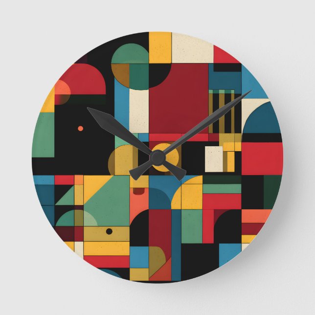 Bauhaus Geometric Grid Abstract Modern Wall Clock (Front)