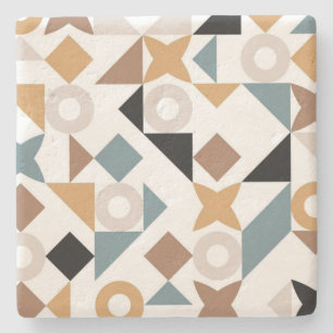 Bauhaus Geometric Limestone Coasters