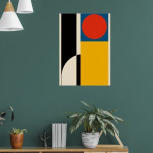 Bauhaus Geometric Poster Red Circle Bold Art