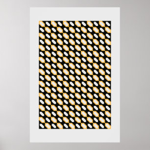 Bauhaus Geometric Seamless Pattern – Bold Black, W Poster