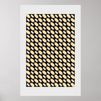 Bauhaus Geometric Seamless Pattern – Bold Black, W Poster