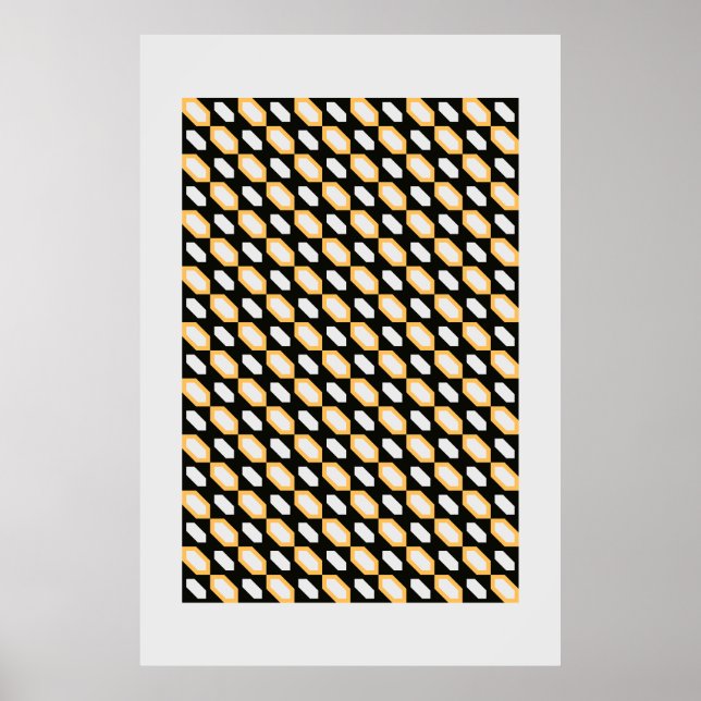 Bauhaus Geometric Seamless Pattern – Bold Black, W Poster (Front)