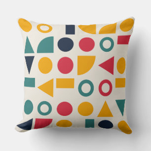 Bauhaus Geometric Shapes Seamless Pattern Cushion