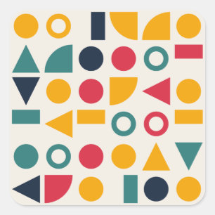 Bauhaus Geometric Shapes Seamless Pattern Square Sticker