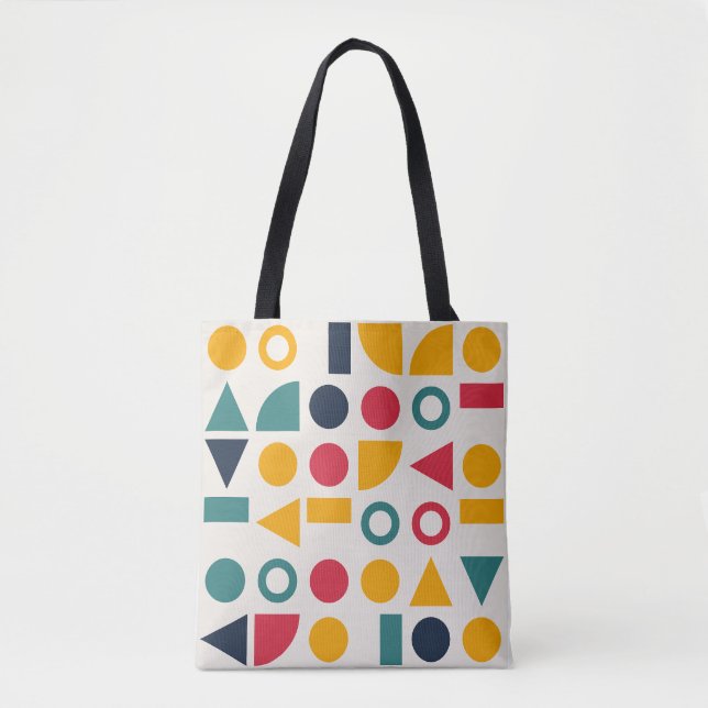 Bauhaus Geometric Shapes Seamless Pattern Tote Bag (Front)