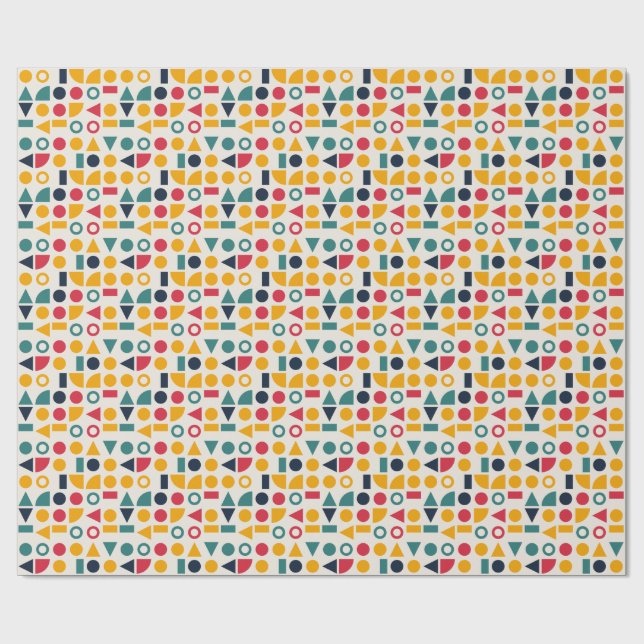 Bauhaus Geometric Shapes Seamless Pattern Wrapping Paper (Flat)