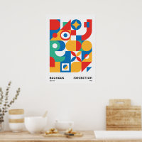 Bauhaus Geometric Wall Art Bold Colours