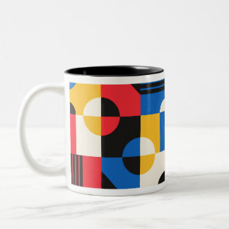 Bauhaus Geometry Pattern Two-Tone Coffee Mug