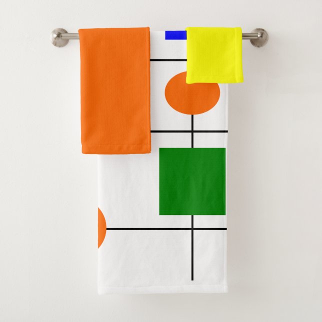 Bauhaus Grid Bath Towel Set (Insitu)
