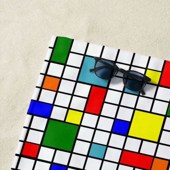 Bauhaus Grid  Beach Towel (In Situ)