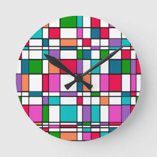 Bauhaus in Flower Power Colours Round Clock